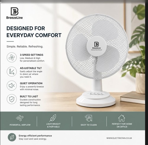 Breezeline desk fan white - breezeline,