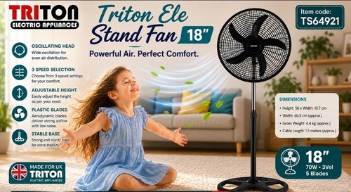 Black fan 70w pedestal - 18",